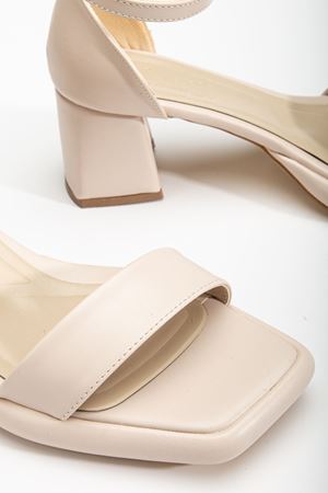 Suzi Bej Cilt Platformlu Açık Burunlu Kalın Topuklu Ayakkabı