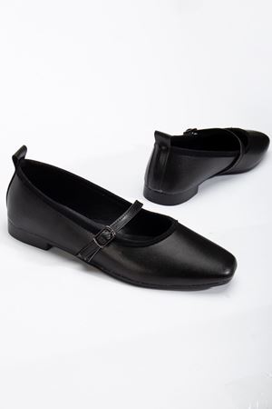 Trew Kadın Siyah Bantlı Kemerli Hafif Babet