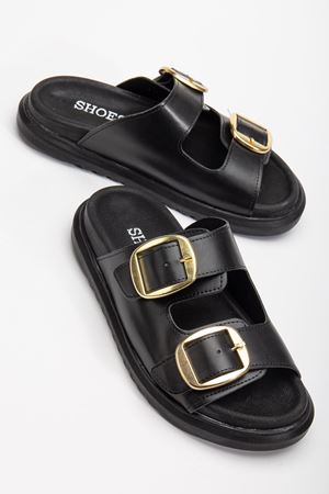 Harmony Çift Tokalı Yumuşak Tabanlı Günlük Siyah Terlik