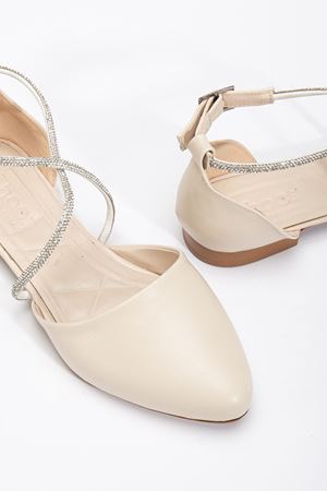 Bee Kadın Bej Cilt Taş Detaylı Ortopedik Babet 