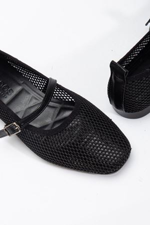  Luan Siyah Kadın Fileli Tek Bantlı Rahat Ergonomik Babet Yumuşak Taban