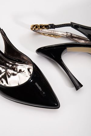 Essie Kadın Siyah Rugan Platformlu Sivri Burunlu Kalın Topuklu Ayakkabı