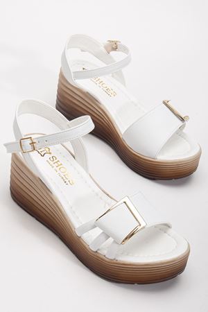 Olmo Kadın Beyaz Cilt Günlük Ortopedik Taban Sandalet  