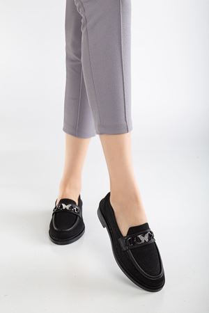 Cher Kadın Siyah Günlük Ortopedik Kelebek Detaylı Babet