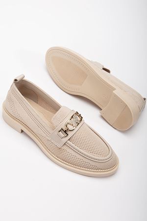 Cher Kadın Bej Günlük Ortopedik Kelebek Detaylı Babet 