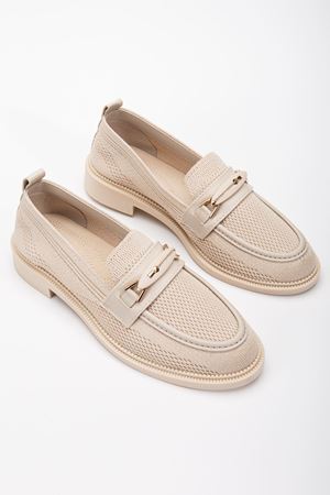 Stony Kadın Bej Günlük Ortopedik Zincir Detaylı Babet 