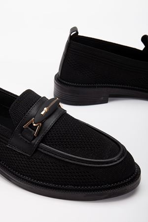 Stony Kadın Siyah Günlük Ortopedik Zincir Detaylı Babet  