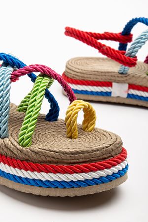 Bless Kadın Çok Renkli Günlük Rahat Taban Hasır Sandalet Terlik  