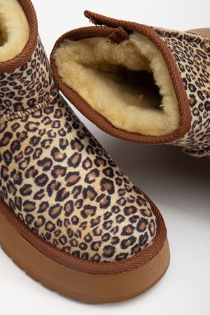  Mini Cırtcırtlı Leopar Süet Yarım Bot içi Tüylü Düz Taban Kadın Ayakkabı 