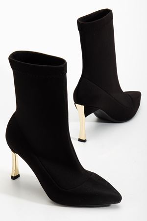 Kadın Siyah Streç Sivri Burun İnce Topuklu Bot 