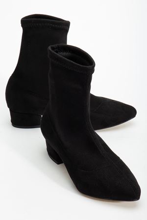 Ferran Kadın Siyah Süet Kalın Topuklu Bot 