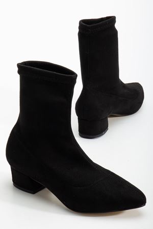 Ferran Kadın Siyah Süet Kalın Topuklu Bot 