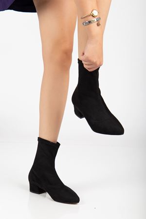 Ferran Kadın Siyah Süet Kalın Topuklu Bot 