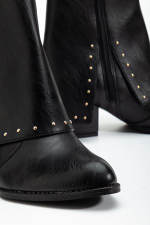 Kadın Sivri Burun Siyah Cilt Detaylı Topuklu Bot  