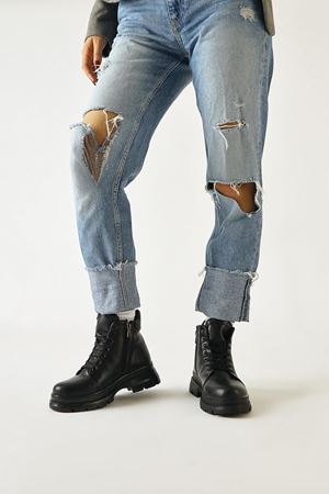 LOUR Siyah Cilt Kısa Bağcık Detaylı Kadın Bot