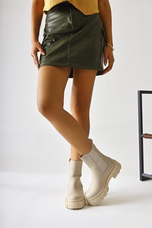 Kidisti Bej Yandan Lastikli Tabanı Dikişli Su Geçirmez Bot 