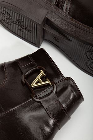 Kadın Tokalı Soğuk Geçirmez Parlak Kahverengi Kışlık Bot  