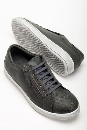 Kadın Füme Hakiki Deri Delikli Spor Ayakkabı  