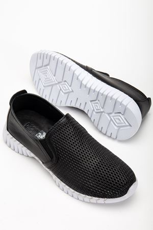 Kadın Ortopedik Siyah Hakiki Deri Spor Ayakkabı  