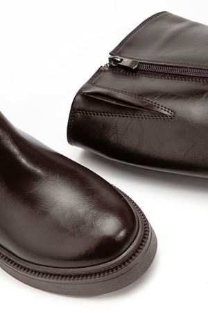 Kadın Acı Kahve Parlak Cilt Günlük Çizme 