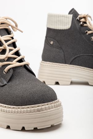 Kadın Gri Süet Cat Bağcık Detaylı Bot