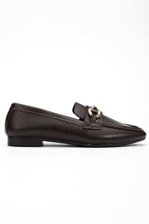 Kadın Acı Kahve Cilt Toka Detaylı Hafif Ortopedik Babet  