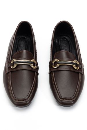 Kadın Acı Kahve Cilt Toka Detaylı Hafif Ortopedik Babet  