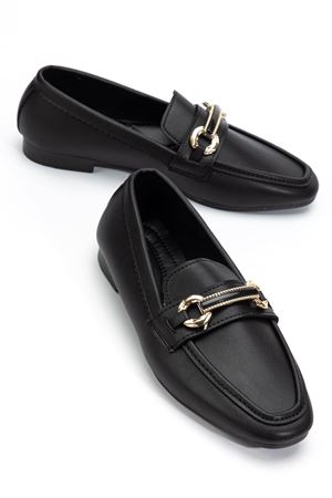 Kadın Siyah Cilt Toka Detaylı Hafif Ortopedik Babet  