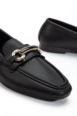 Kadın Siyah Cilt Toka Detaylı Hafif Ortopedik Babet  