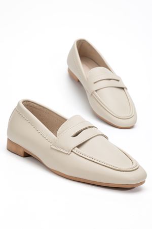 Kadın Bej Cilt Klasik Düz Taban Hafif Ortopedik Babet 