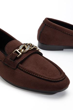 Kadın Acı Kahve Süet Tokalı Babet 