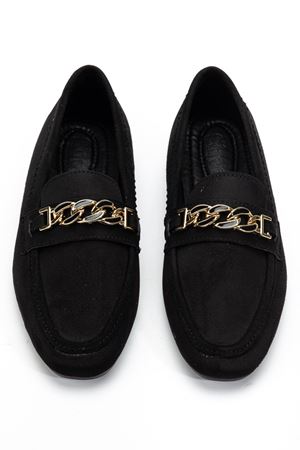 Kadın Siyah Süet Tokalı Babet  