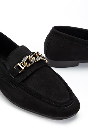 Kadın Siyah Süet Tokalı Babet  