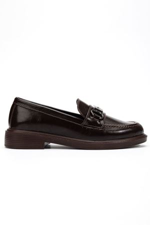 Kadın Acı Kahve Rugan Tokalı Loafer Ayakkabı