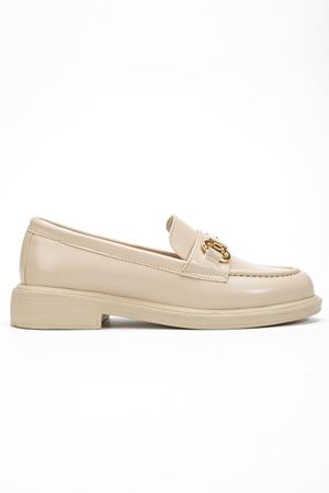 Kadın Bej Rugan Tokalı Loafer Ayakkabı 