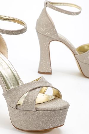 Kadın Gold Simli Platform Topuklu Abiye Ayakkabı 