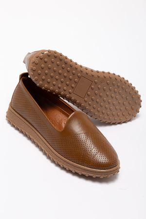 Kadın Kahve İçi Hakiki Deri Ortopedik Babet