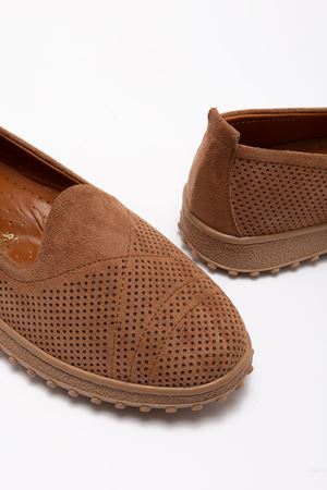 Kadın Kahve Süet Hakiki Deri Ortopedik Babet