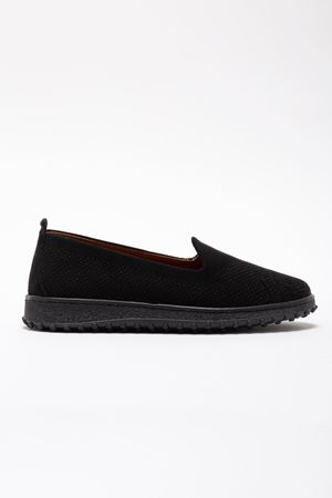 Kadın Siyah Süet Hakiki Deri  Ortopedik Babet