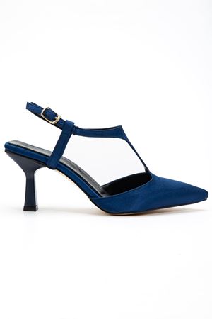 Lorea Kadın Lacivert Saten Sivri Burun İnce Topuklu Ayakkabı