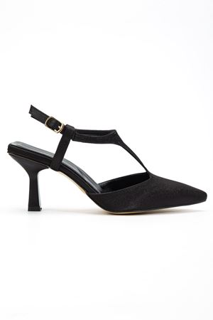 Lorea Kadın Siyah Saten Sivri Burun İnce Topuklu Ayakkabı 