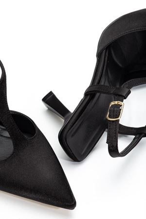 Lorea Kadın Siyah Saten Sivri Burun İnce Topuklu Ayakkabı 