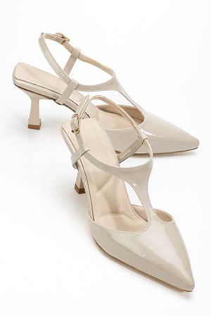 Lorea Kadın Bej Rugan Sivri Burun İnce Topuklu Ayakkabı   