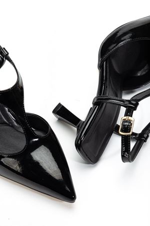 Lorea Kadın Siyah Rugan Sivri Burun İnce Topuklu Ayakkabı    