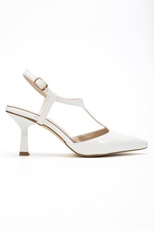 Lorea Kadın Beyaz Rugan Sivri Burun İnce Topuklu Ayakkabı   