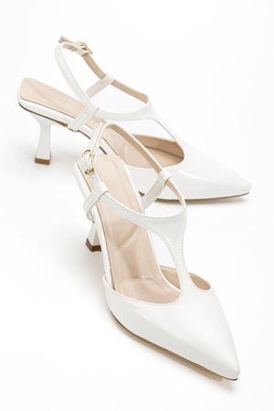 Lorea Kadın Beyaz Rugan Sivri Burun İnce Topuklu Ayakkabı   