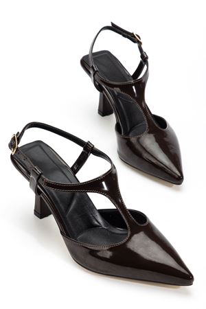 Lorea Kadın Acı Kahve Rugan Sivri Burun İnce Topuklu Ayakkabı    