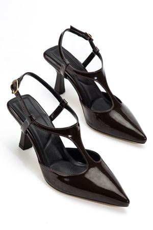 Lorea Kadın Acı Kahve Rugan Sivri Burun İnce Topuklu Ayakkabı    