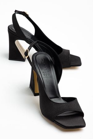 Benito Kadın Siyah Saten Özel Tasarım Topuklu Ayakkabı   