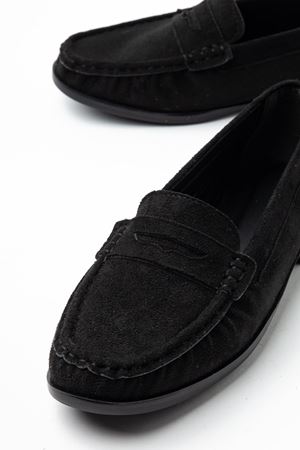  Kadın Siyah Süet Termo Kaymaz Taban Babet